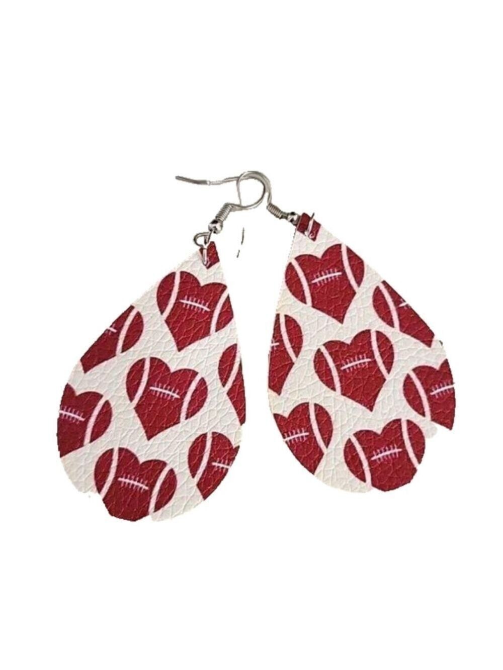 NFL Football Faux Leather Double Sided Dangle Earrings NWOT